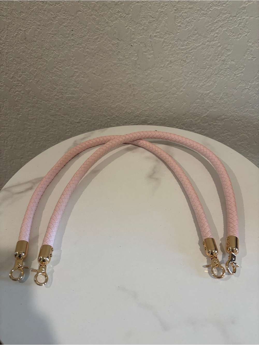 2Pcs Braided Pink PU Leather
23.62" Purse Replacement Handles NWT